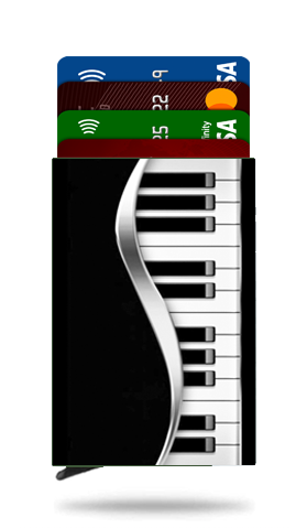 Piano Keyboard on Black Wallet